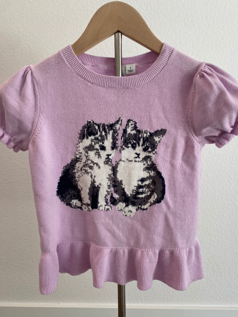 Janie and Jack Cute Kitten Purple Knit Top - EUC